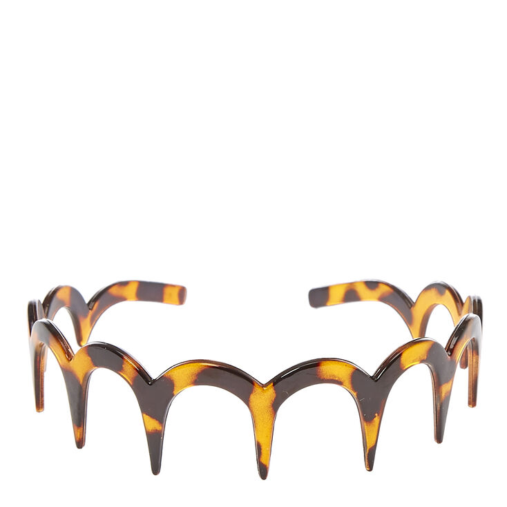 Tortoise Brown Gold Floral Acrylic Tooth Headband 1.5 inch